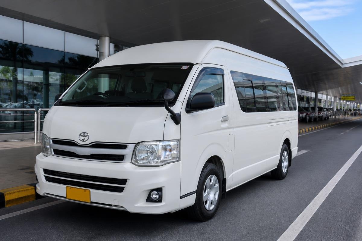 White KDH High Roof airport transfer van